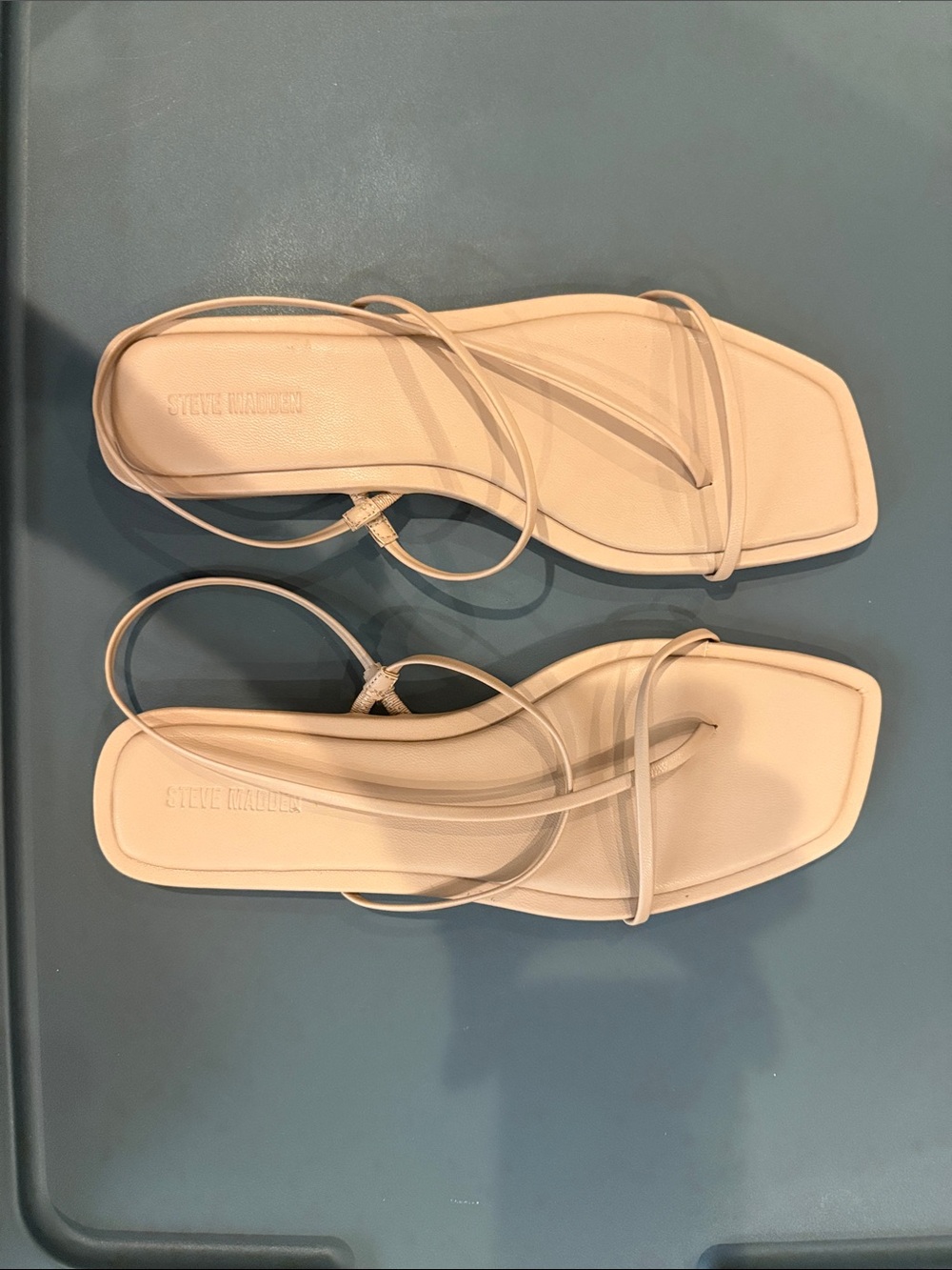 Steve Madden Lynley Nude Strappy Square-Toe Sandals